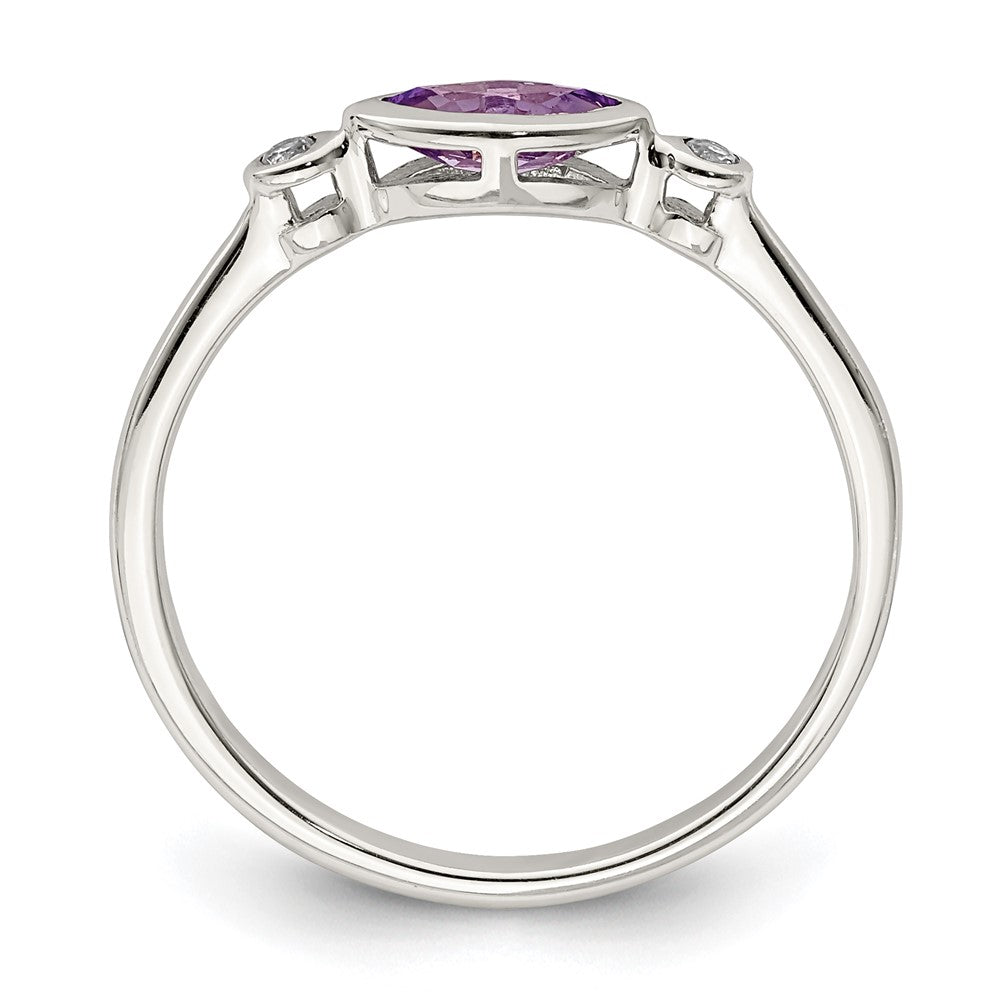 Sterling Silver Rhodium Plated Polished Amethyst/White Topaz Ring