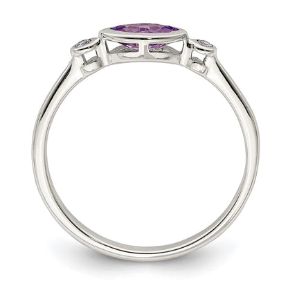 Sterling Silver Rhodium Plated Polished Amethyst/White Topaz Ring
