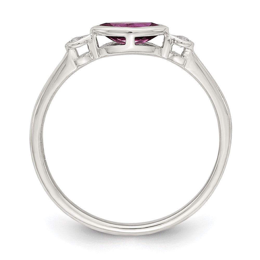 Sterling Silver Rhodium Plated Polished Rhololite And White Topaz Ring