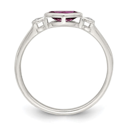 Sterling Silver Rhodium Plated Polished Rhololite And White Topaz Ring