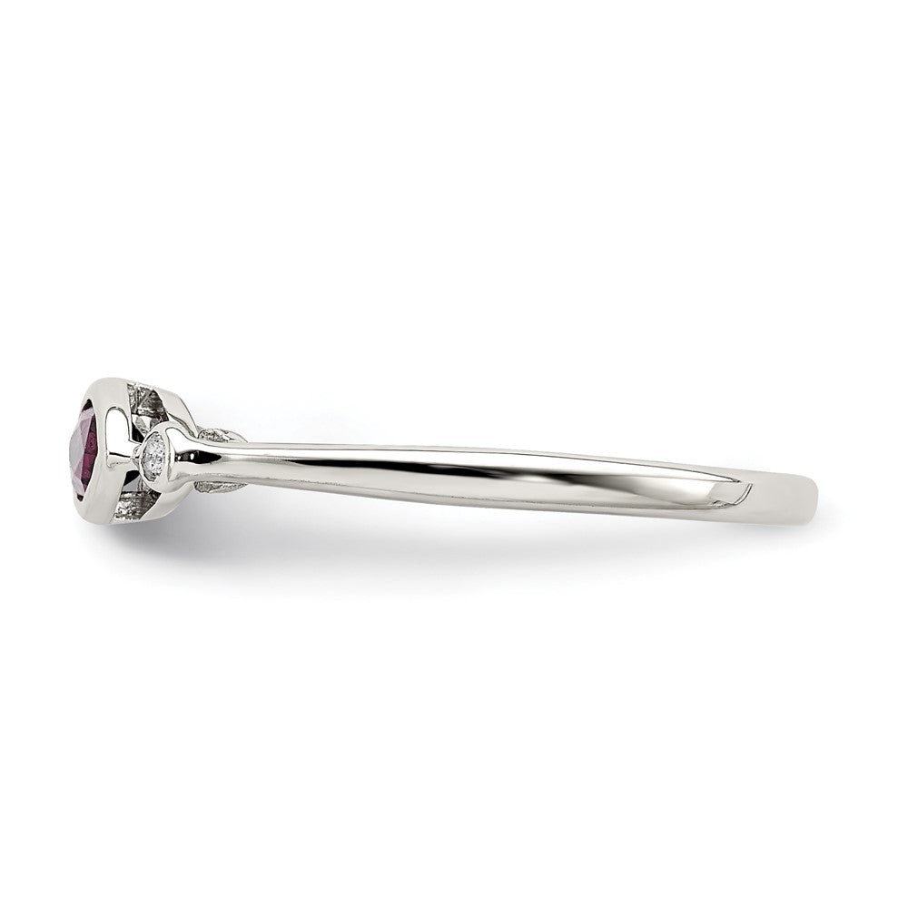Sterling Silver Rhodium Plated Polished Rhololite And White Topaz Ring