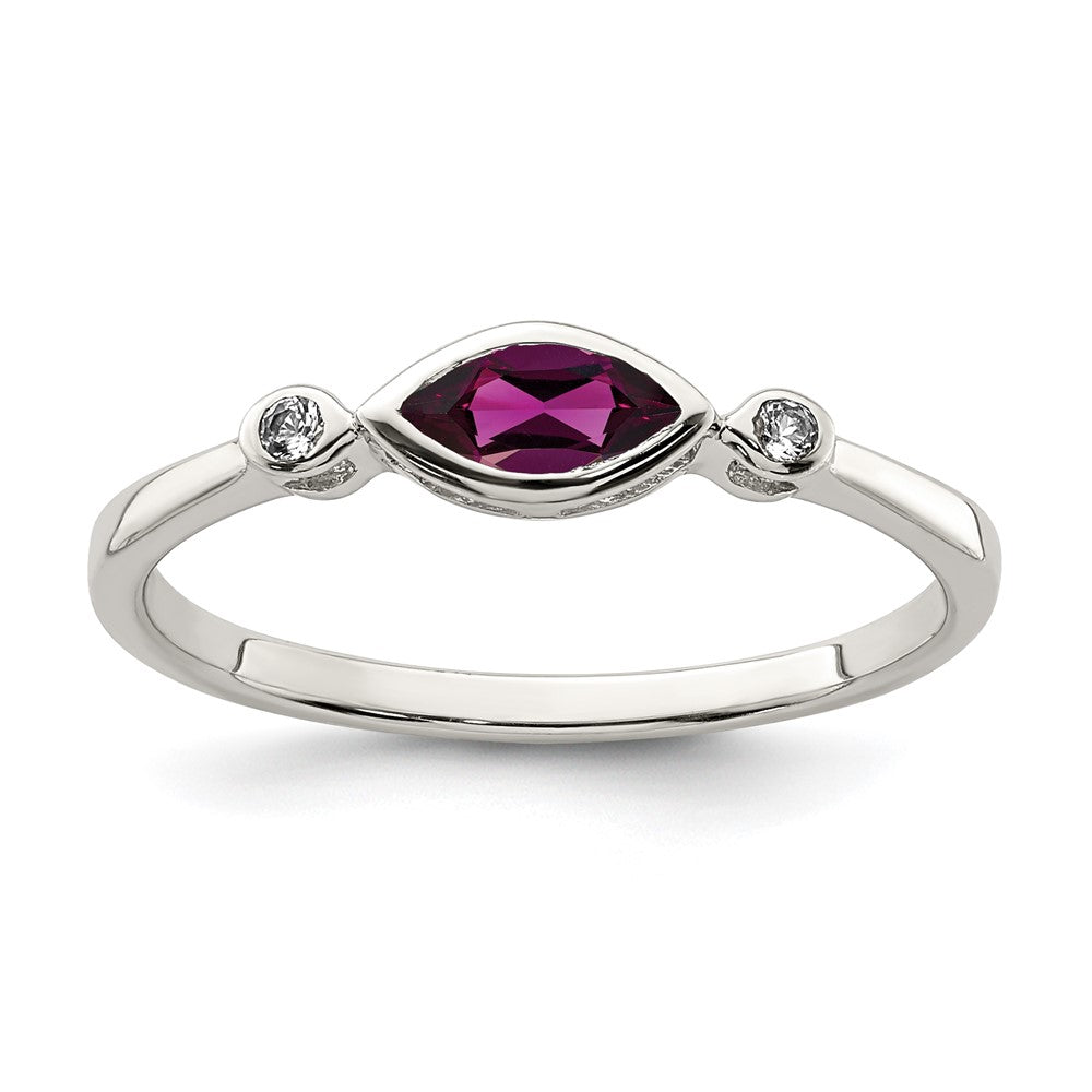 Sterling Silver Rhodium Plated Polished Rhololite And White Topaz Ring