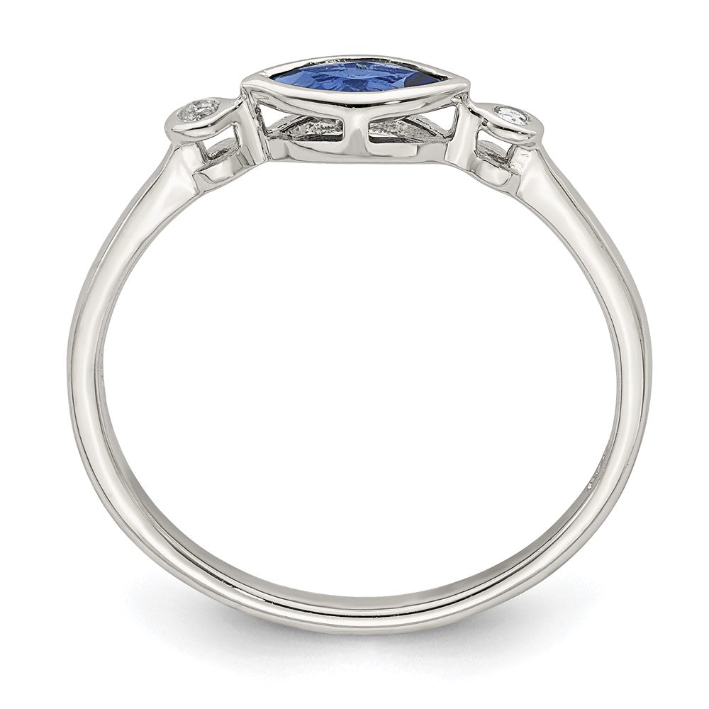 Sterling Silver Rhod Pltd Polished Created Sapphire/White Topaz Ring