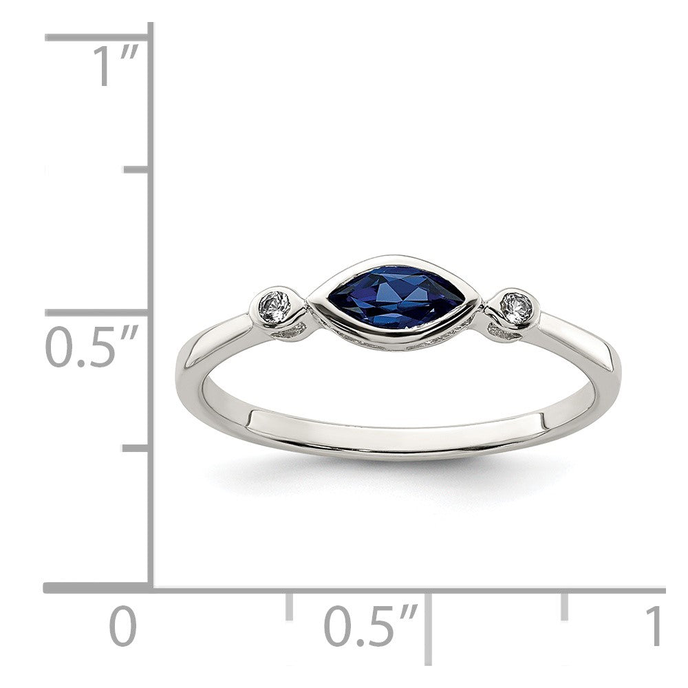 Sterling Silver Rhod Pltd Polished Created Sapphire/White Topaz Ring
