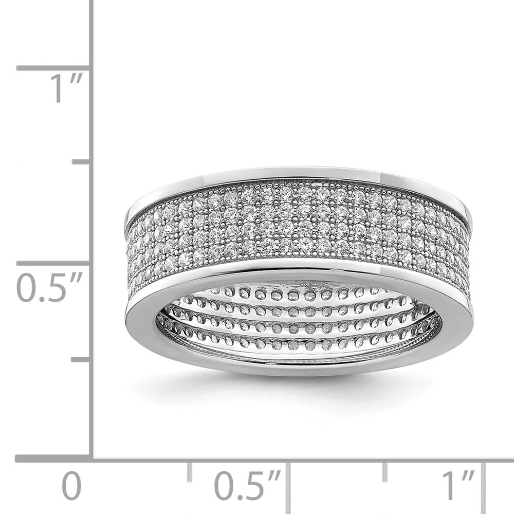Sterling Silver Rhodium Plated Pave Cz Eternity Band