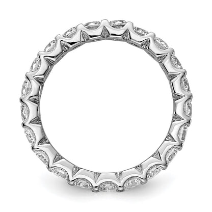 Sterling Silver Shimmer Rhodium Plated 3mm Cz 20 Stone Eternity Band