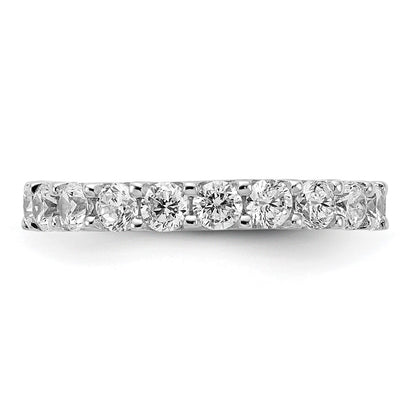 Sterling Silver Shimmer Rhodium Plated 3mm Cz 20 Stone Eternity Band