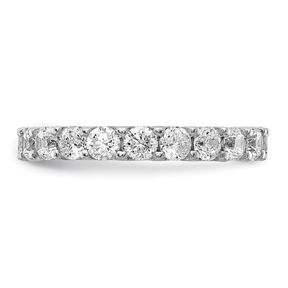 Sterling Silver Shimmer Rhodium Plated 3mm Cz 20 Stone Eternity Band