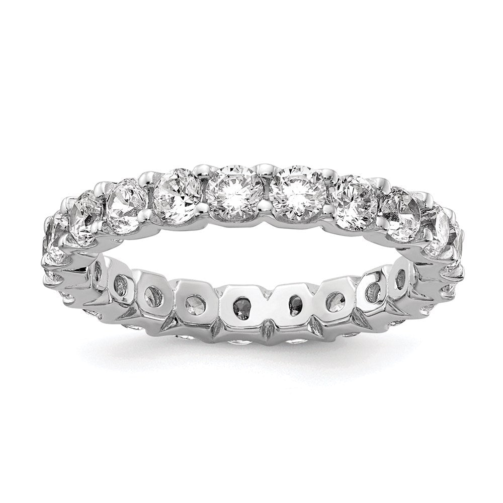 Sterling Silver Shimmer Rhodium Plated 3mm Cz 20 Stone Eternity Band