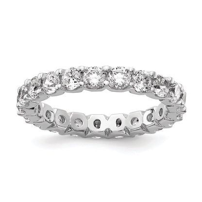Sterling Silver Shimmer Rhodium Plated 3mm Cz 20 Stone Eternity Band