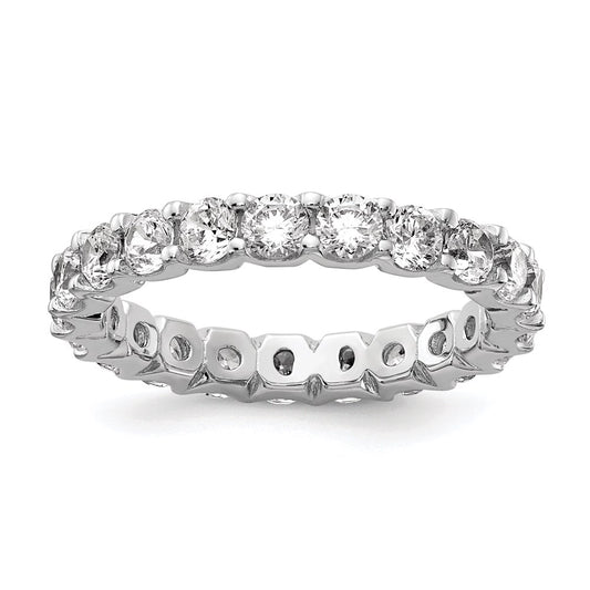Sterling Silver Shimmer Rhodium Plated 3mm Cz 20 Stone Eternity Band