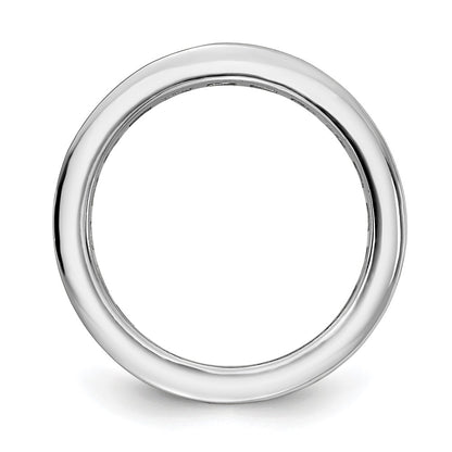 Sterling Silver Prizma Rhodium Plated Channel Set Colorful Cz Eternity Band Ring