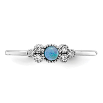Sterling Silver Rhodium Plated Polished Lab Created Blue Opal Ring