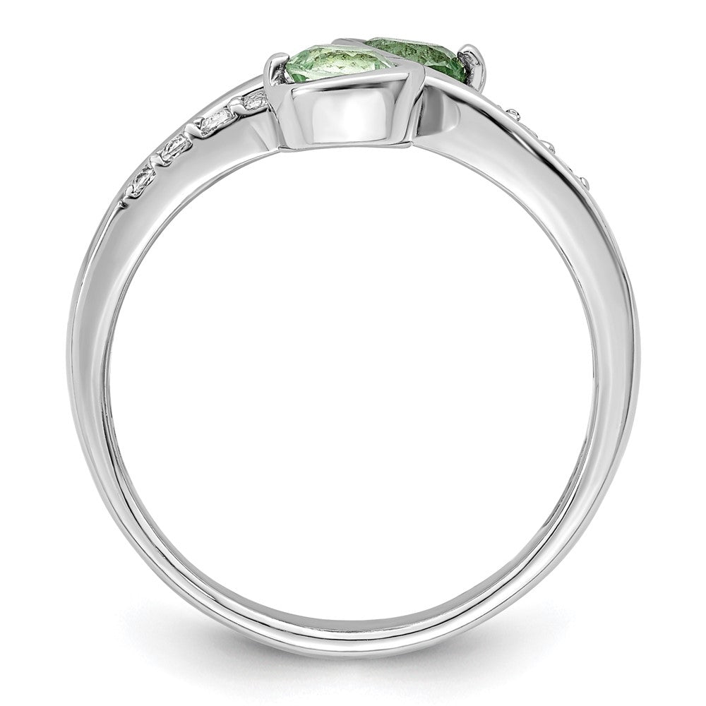 Sterling Silver Ss Rhod Plated .6T.W. Green Quartz & White Topaz Swirl Ring