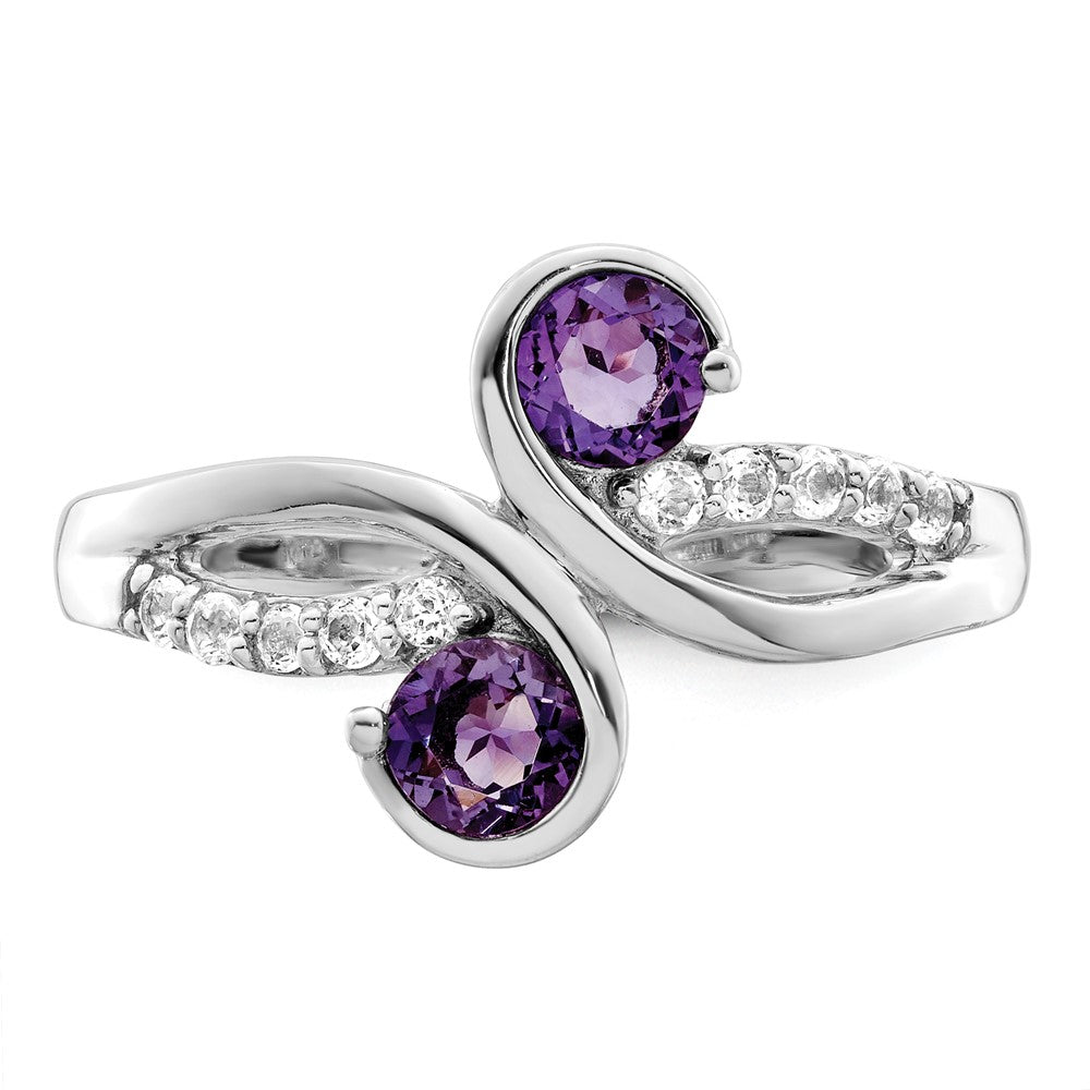 Sterling Silver Sterlingsilver Rhod Plated .6T.W. Amethyst & White Topaz Swirl Ring
