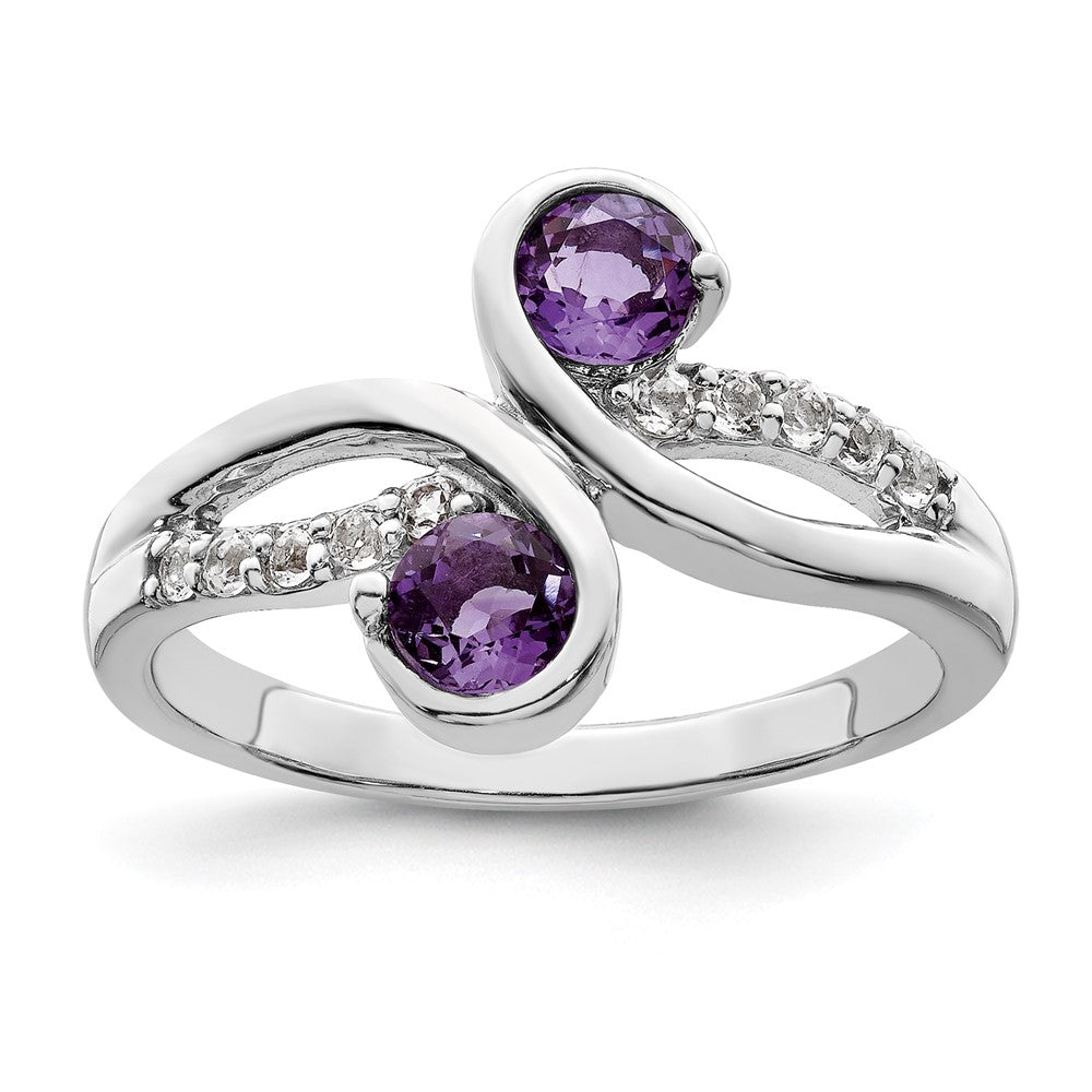 Sterling Silver Sterlingsilver Rhod Plated .6T.W. Amethyst & White Topaz Swirl Ring