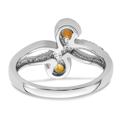 Sterling Silver Rhod Plated .60T.W. Citrine & White Topaz Swirl Ring