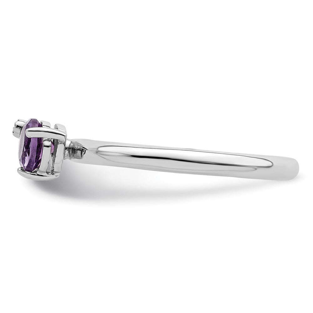 Sterling Silver Rhodium Plated Polished Amethyst & White Topaz Ring