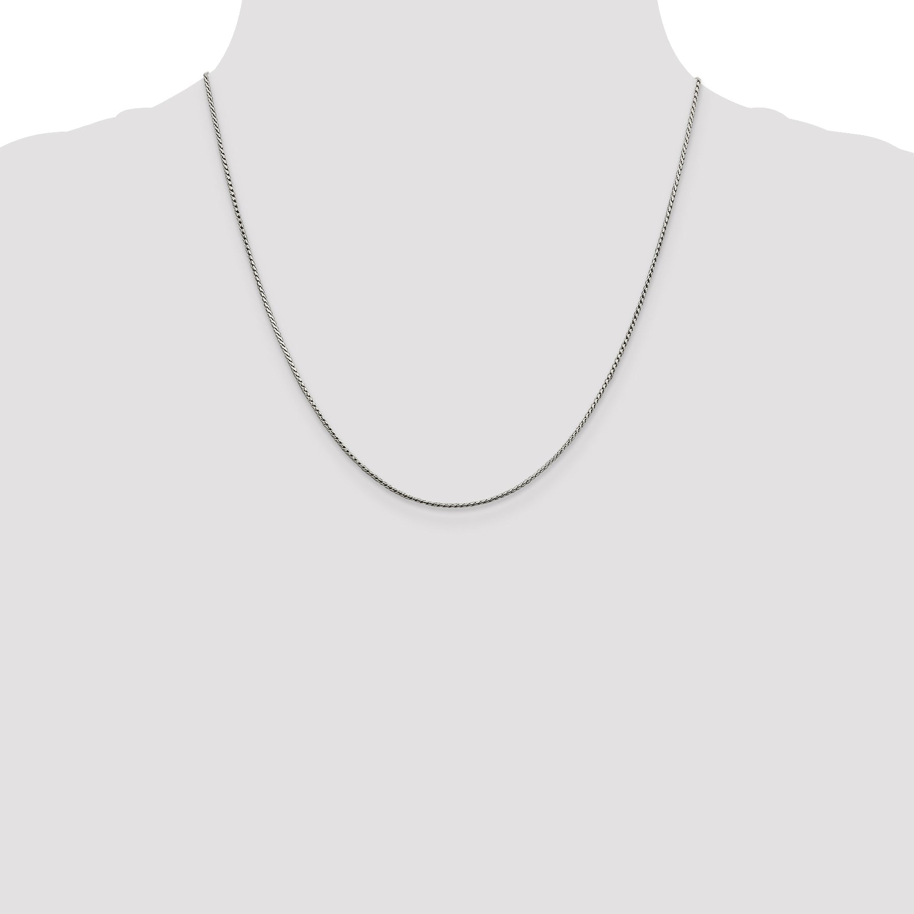 20 Inch Sterling Silver 1mm Round Franco Chain Necklace