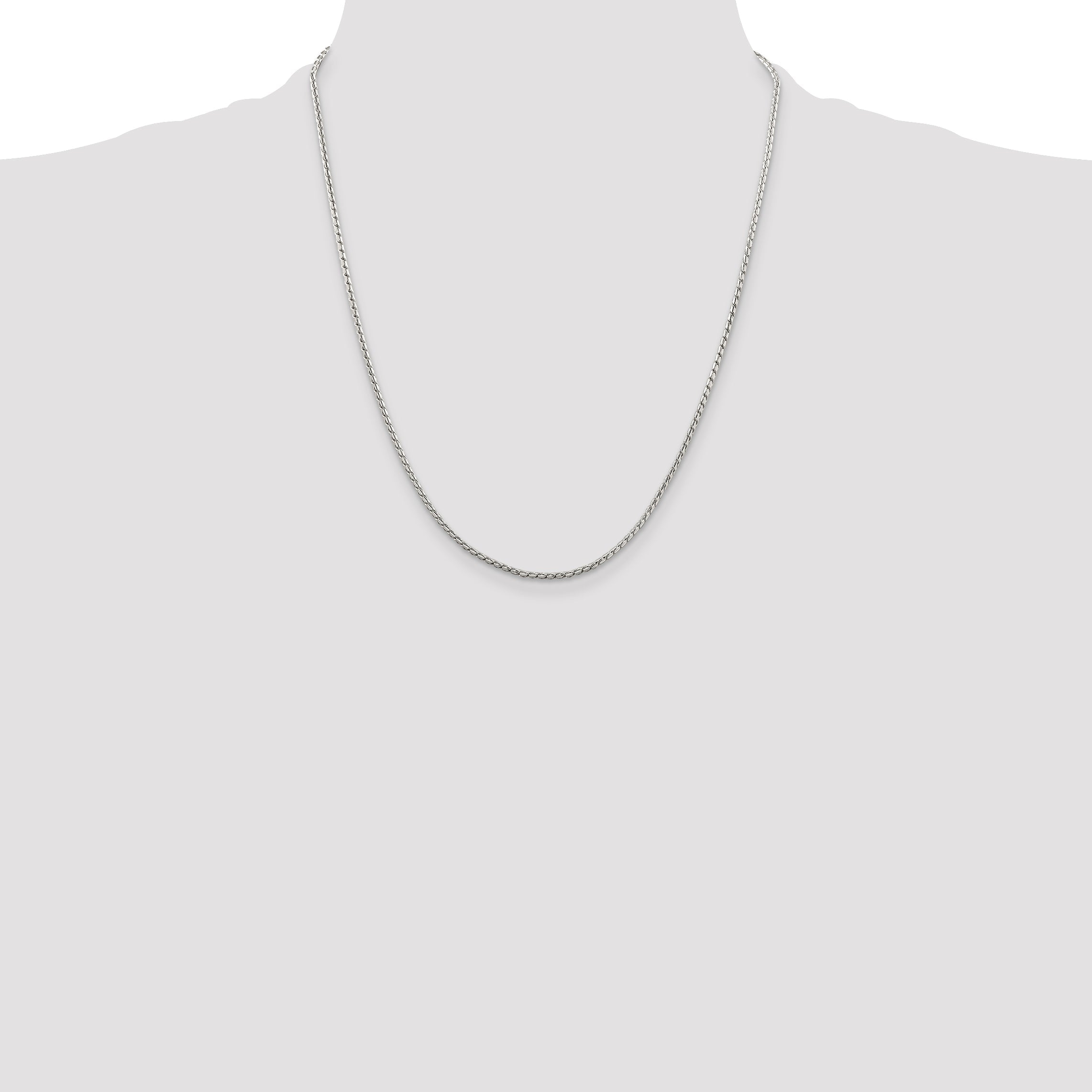 22 Inch Sterling Silver 1.75mm Round Franco Chain Necklace