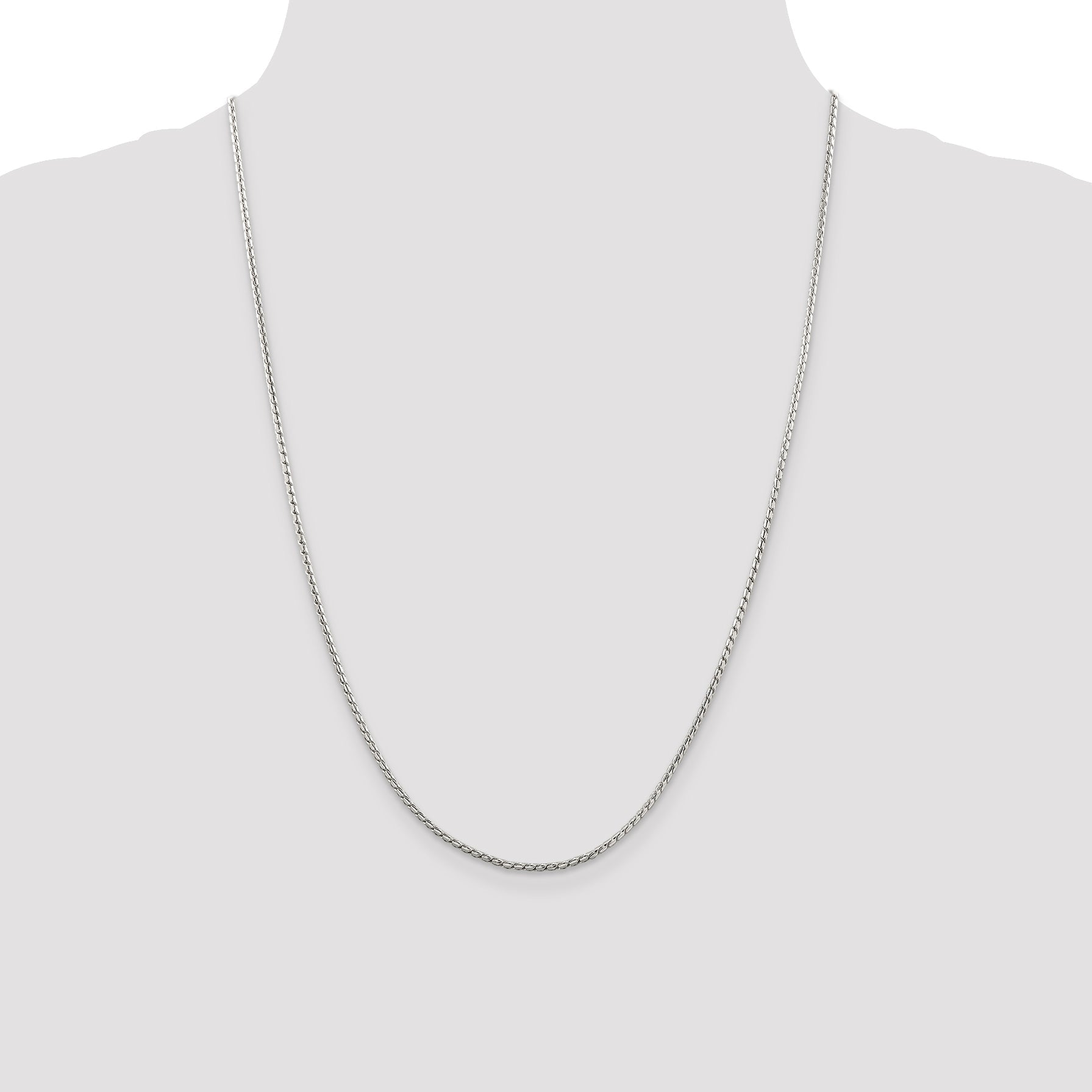 24 Inch Sterling Silver 1.75mm Round Franco Chain Necklace