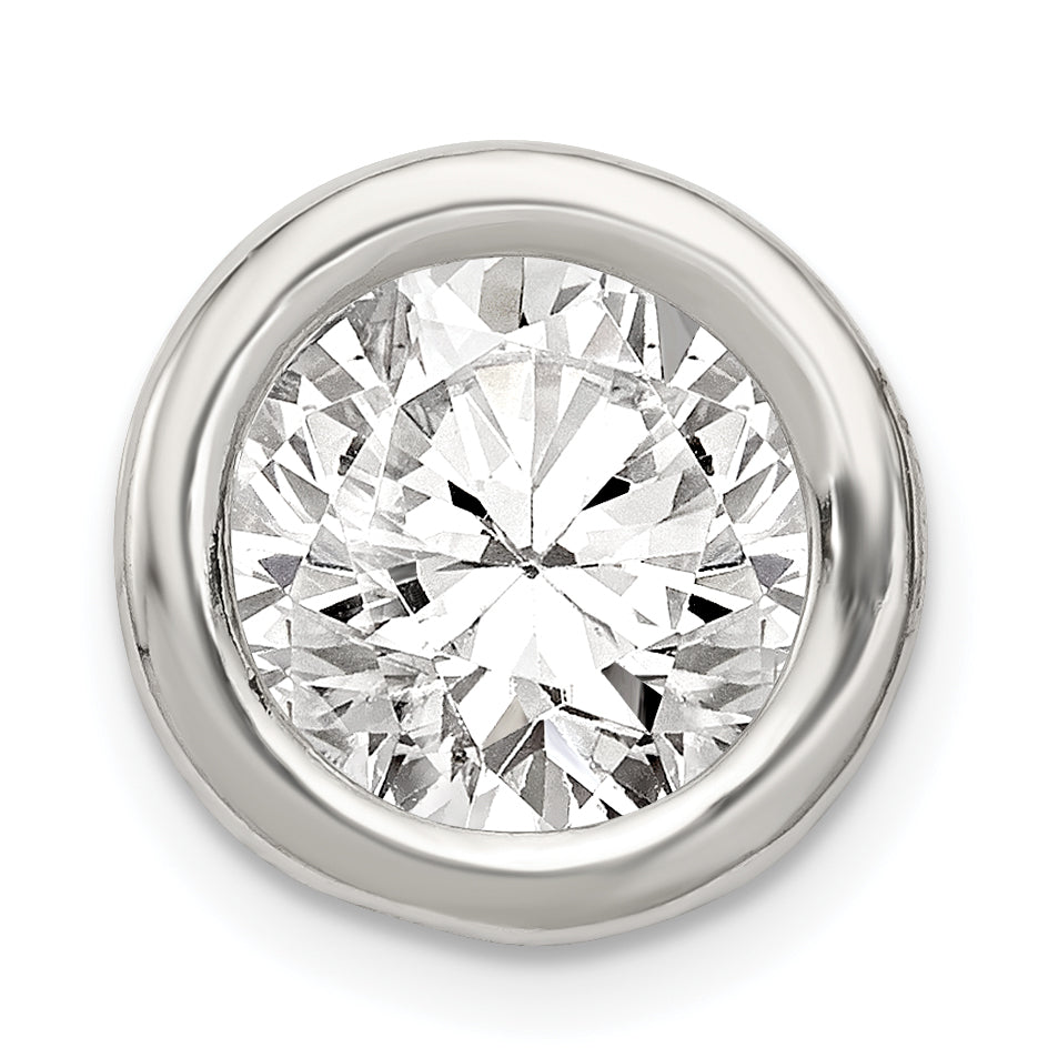 Sterling Silver Round Cz Chain Slide