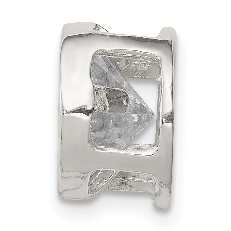 Sterling Silver Round Cz Chain Slide