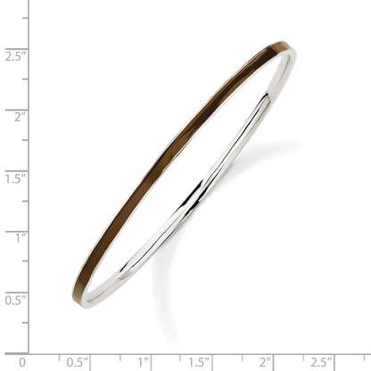 Sterling Silver Stackable Expressions Brown Slip On Enamel Bangle