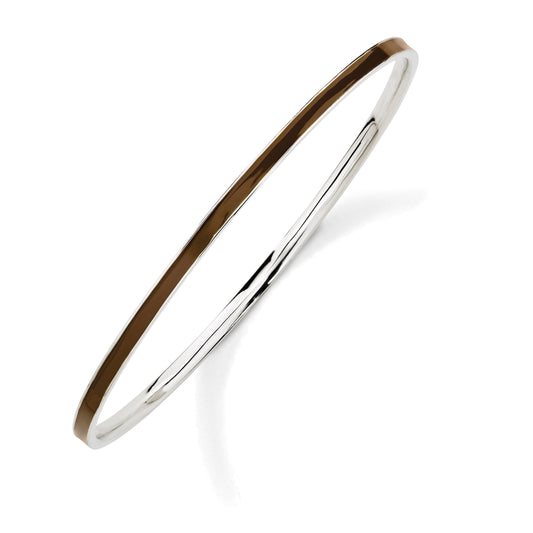 Sterling Silver Stackable Expressions Brown Slip On Enamel Bangle