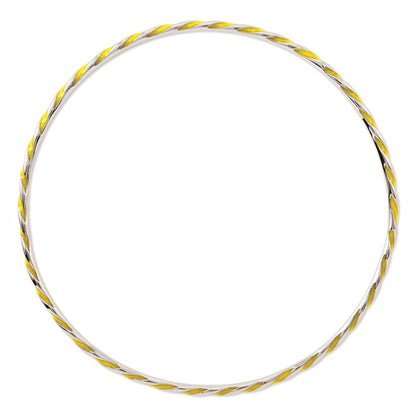 Sterling Silver Stackable Expressions Twisted Yellow Enamel Bangle