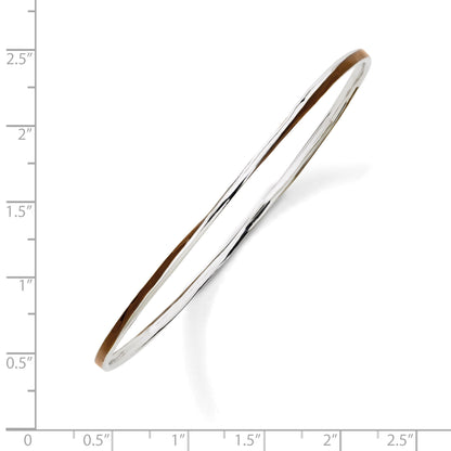 Sterling Silver Stackable Expressions Twisted Brown Enamel Bangle