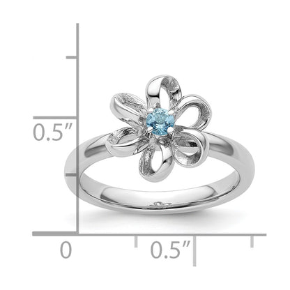 Sterling Silver Stackable Expressions Polished Blue Topaz Flower Ring