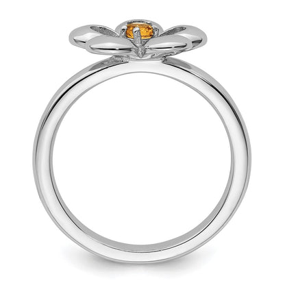 Sterling Silver Stackable Expressions Polished Citrine Flower Ring