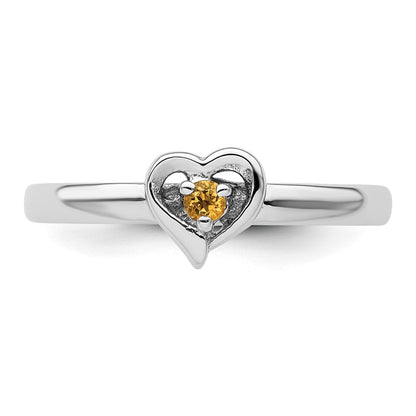 Sterling Silver Stackable Expressions Citrine Heart Ring