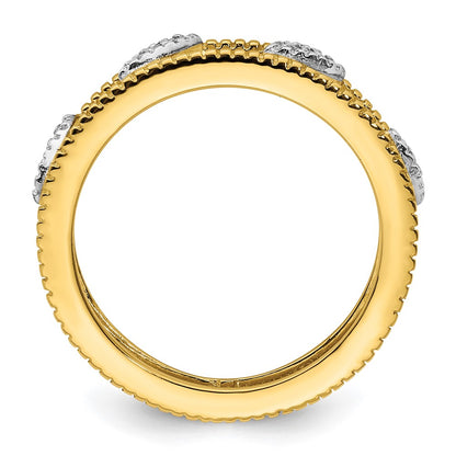 Sterling Silver Stackable Expressions Gold Plated Diamond Jacket Ring