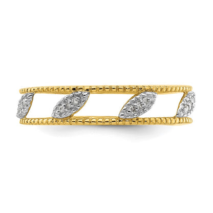 Sterling Silver Stackable Expressions Gold Plated Diamond Jacket Ring