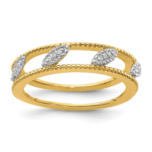 Sterling Silver Stackable Expressions Gold Plated Diamond Jacket Ring