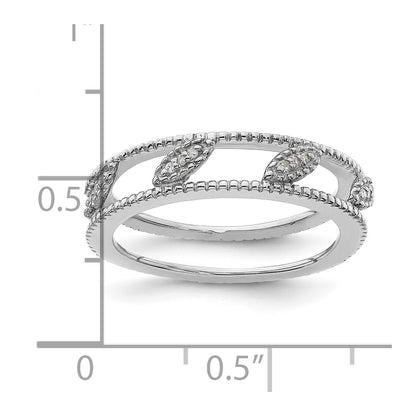 Sterling Silver Stackable Expressions Rhodium Plated Diamond Jacket Ring