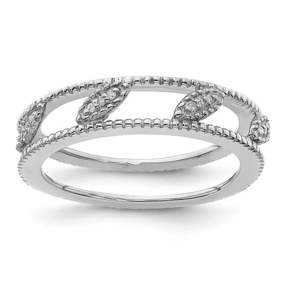 Sterling Silver Stackable Expressions Rhodium Plated Diamond Jacket Ring