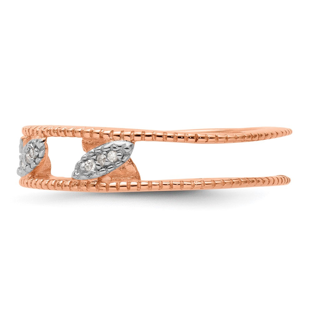 Sterling Silver Stackable Expressions Rose Gold Plated Diamond Jacket Ring