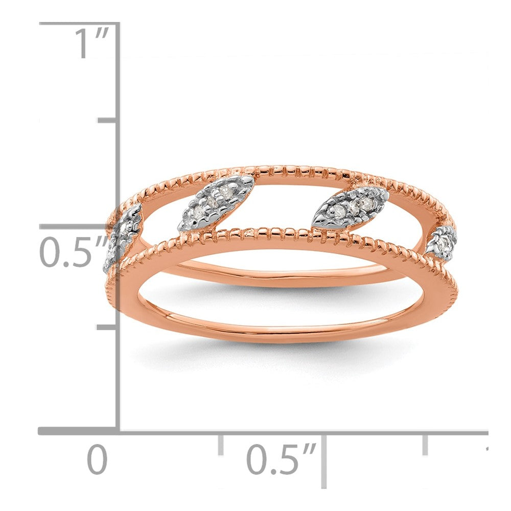 Sterling Silver Stackable Expressions Rose Gold Plated Diamond Jacket Ring