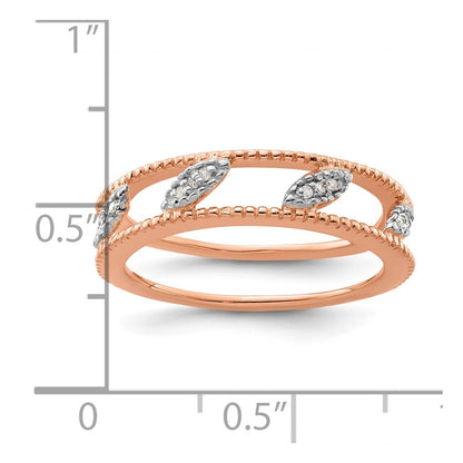 Sterling Silver Stackable Expressions Rose Gold Plated Diamond Jacket Ring