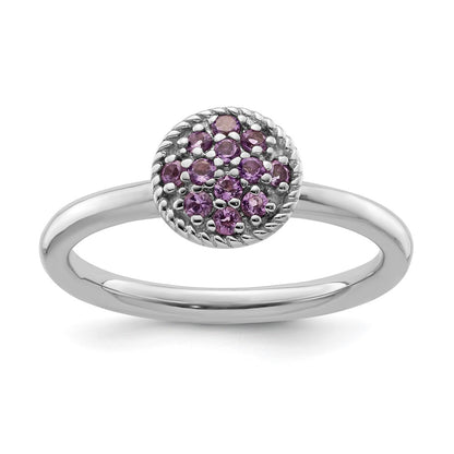 Sterling Silver Stackable Expressions Amethyst Rhodium Ring