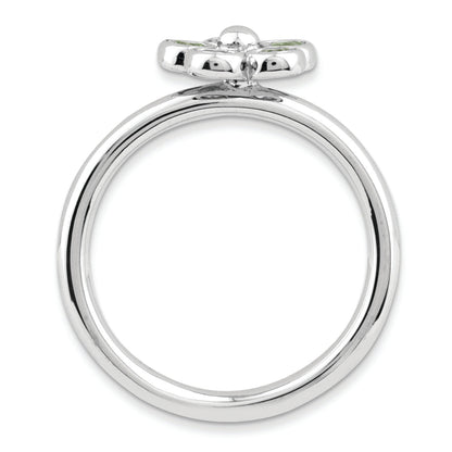 Sterling Silver Stackable Expressions Peridot Flower Ring (Size 6 Only)