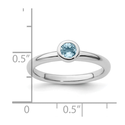 Sterling Silver Stackable Expressions Low 4mm Round Aquamarine Ring