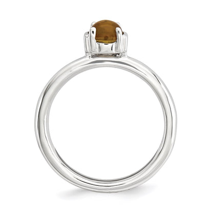 Sterling Silver Stackable Expressions Citrine Rhodium Plated Ring
