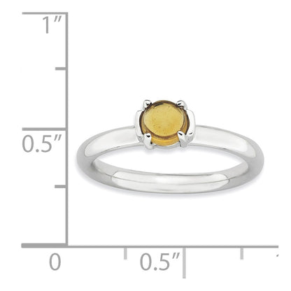 Sterling Silver Stackable Expressions Citrine Rhodium Plated Ring