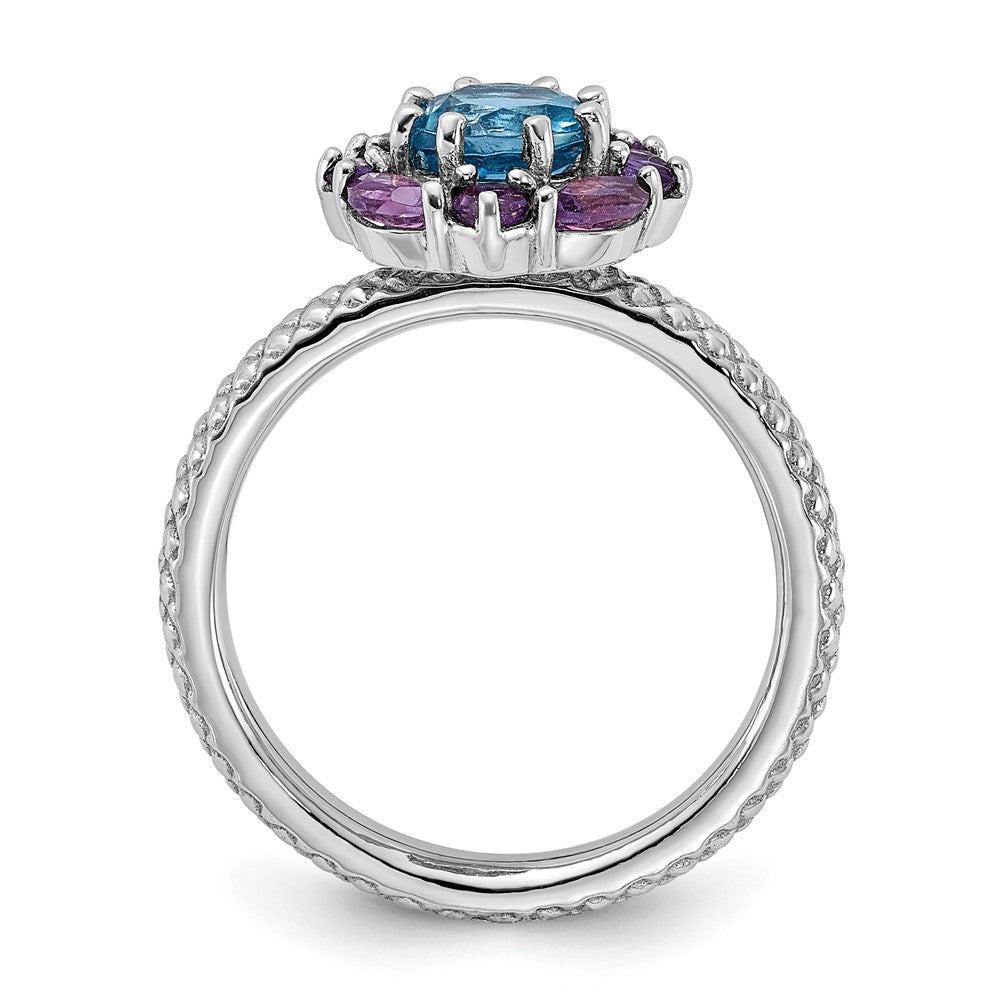 Sterling Silver Stackable Expressions Amethyst And Blue Topaz Ring
