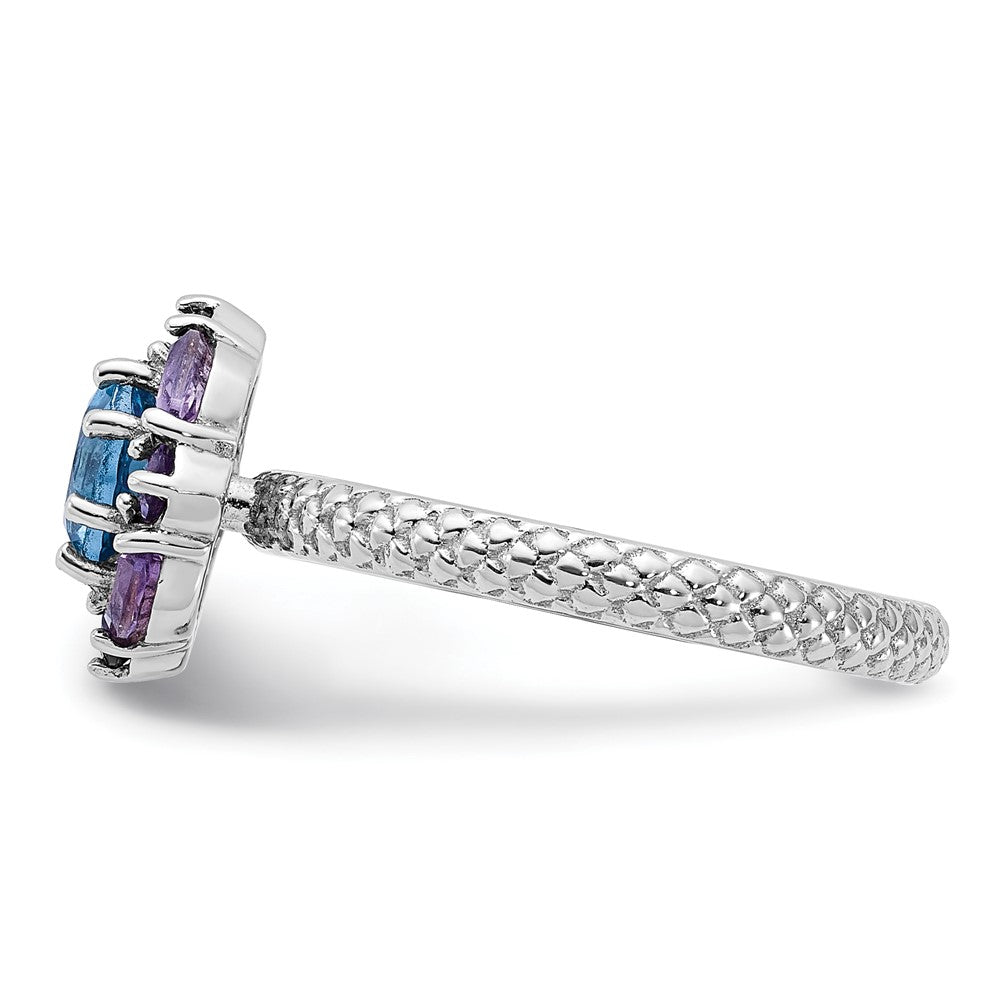 Sterling Silver Stackable Expressions Amethyst And Blue Topaz Ring