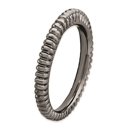 Sterling Silver Stackable Expressions Black Plated Domed Ring